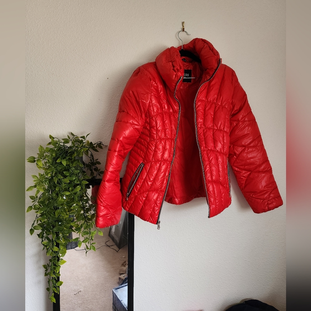 GUESS Red Puffer Coat | Size: M
